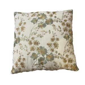 Green Floral Throw Pillow